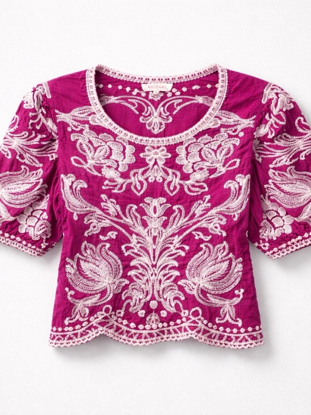 Solitaire Magenta Embroidered Crop Top